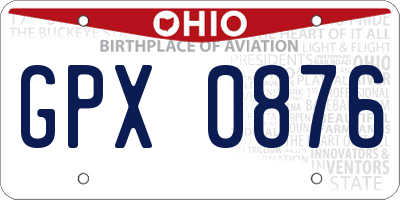 OH license plate GPX0876