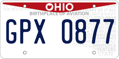 OH license plate GPX0877