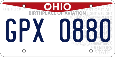 OH license plate GPX0880