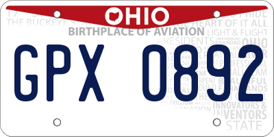 OH license plate GPX0892