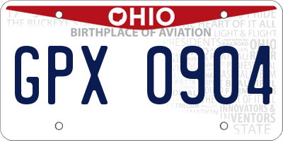 OH license plate GPX0904