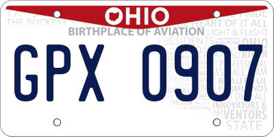 OH license plate GPX0907