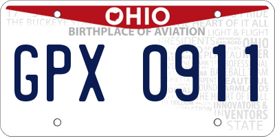 OH license plate GPX0911