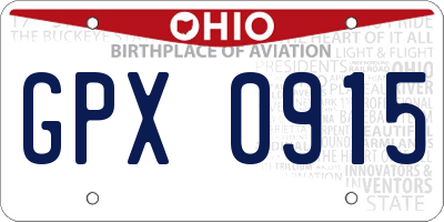 OH license plate GPX0915