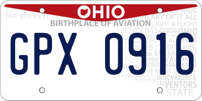 OH license plate GPX0916