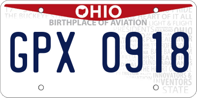 OH license plate GPX0918