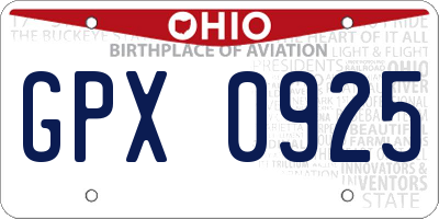 OH license plate GPX0925