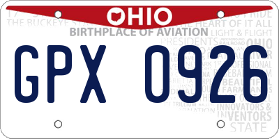 OH license plate GPX0926