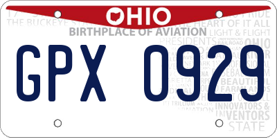 OH license plate GPX0929