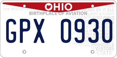 OH license plate GPX0930