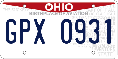 OH license plate GPX0931