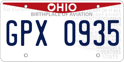 OH license plate GPX0935