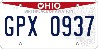 OH license plate GPX0937