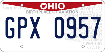 OH license plate GPX0957