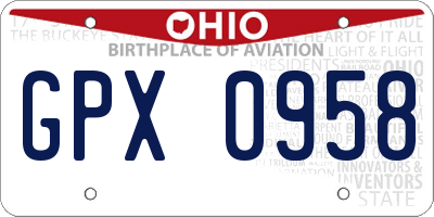 OH license plate GPX0958
