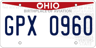 OH license plate GPX0960