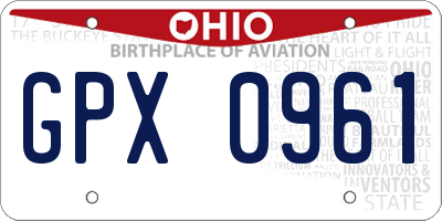 OH license plate GPX0961
