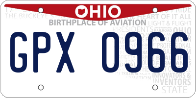 OH license plate GPX0966