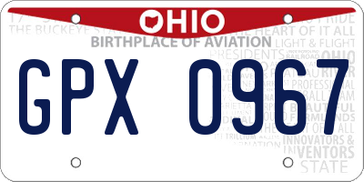 OH license plate GPX0967