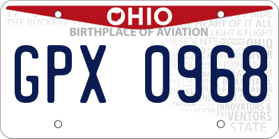 OH license plate GPX0968