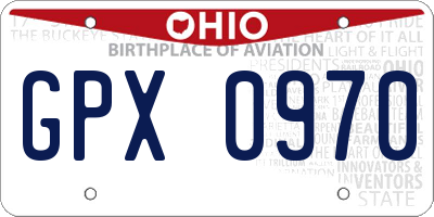 OH license plate GPX0970