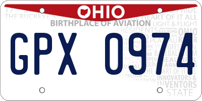 OH license plate GPX0974