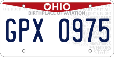 OH license plate GPX0975