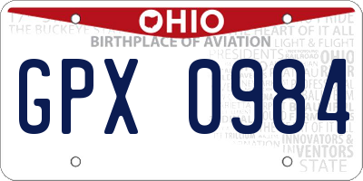 OH license plate GPX0984