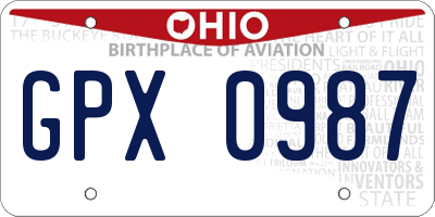 OH license plate GPX0987