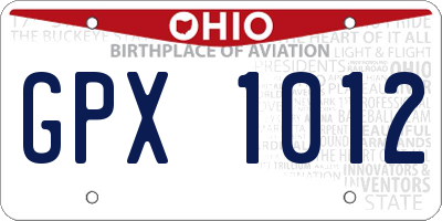OH license plate GPX1012