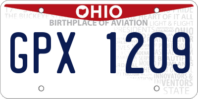 OH license plate GPX1209