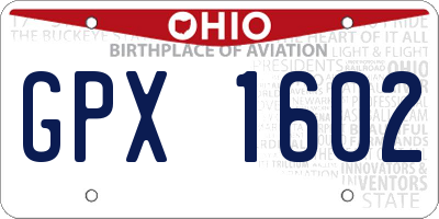 OH license plate GPX1602