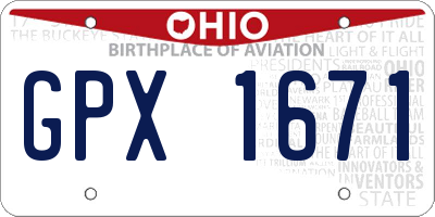 OH license plate GPX1671