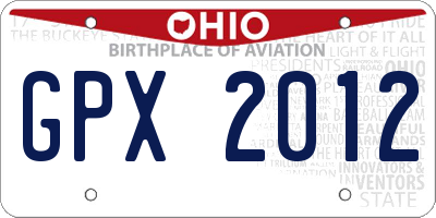 OH license plate GPX2012