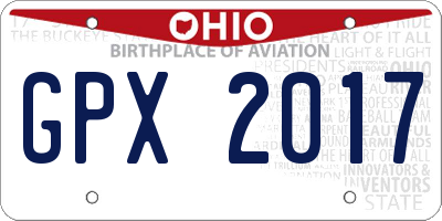 OH license plate GPX2017