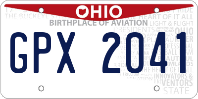 OH license plate GPX2041