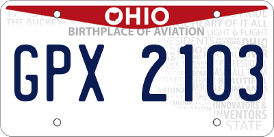 OH license plate GPX2103