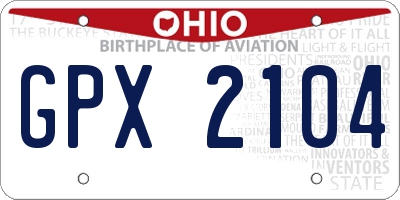 OH license plate GPX2104