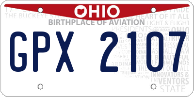 OH license plate GPX2107