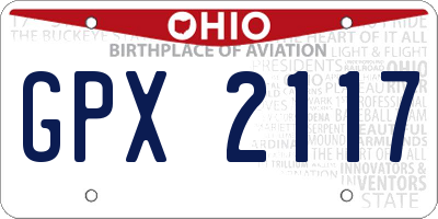 OH license plate GPX2117