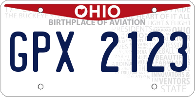 OH license plate GPX2123
