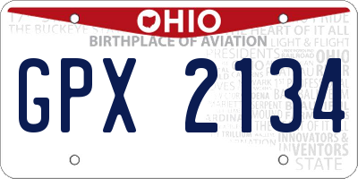 OH license plate GPX2134