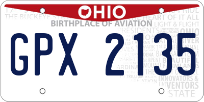 OH license plate GPX2135