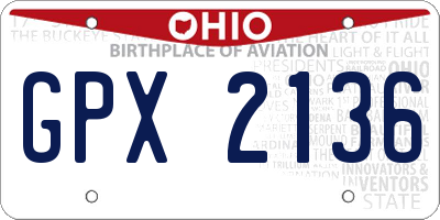 OH license plate GPX2136
