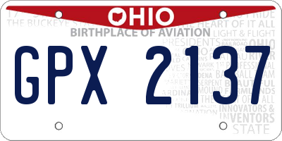 OH license plate GPX2137