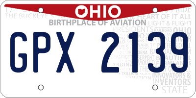 OH license plate GPX2139