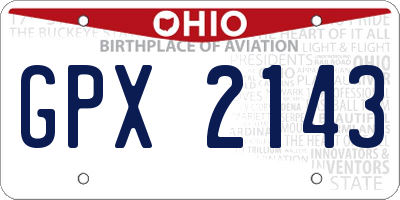 OH license plate GPX2143
