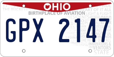 OH license plate GPX2147
