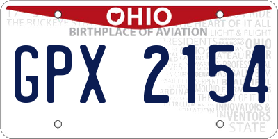 OH license plate GPX2154