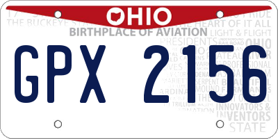 OH license plate GPX2156